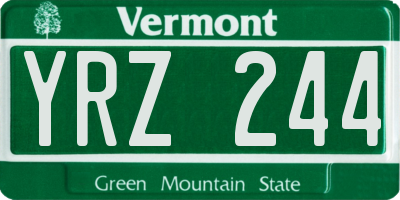 VT license plate YRZ244