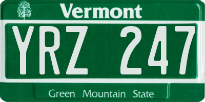 VT license plate YRZ247