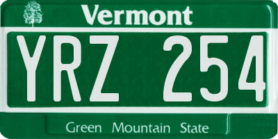 VT license plate YRZ254