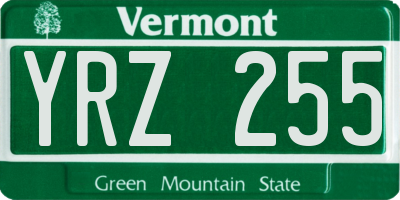 VT license plate YRZ255