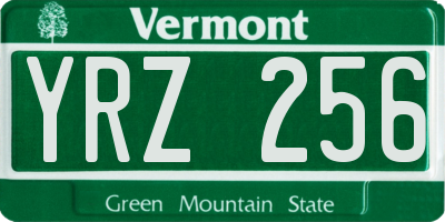 VT license plate YRZ256