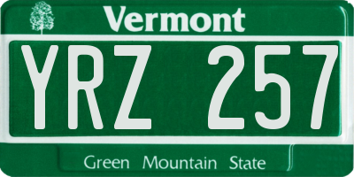 VT license plate YRZ257