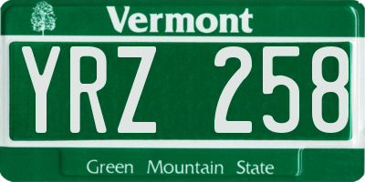 VT license plate YRZ258