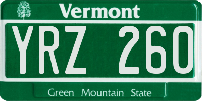 VT license plate YRZ260