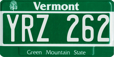 VT license plate YRZ262