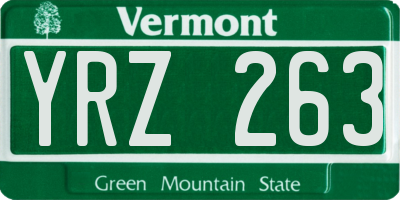 VT license plate YRZ263