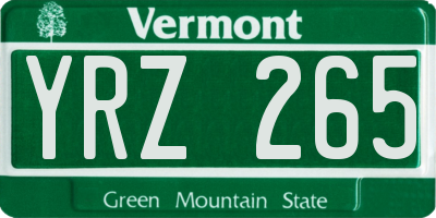 VT license plate YRZ265