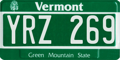 VT license plate YRZ269