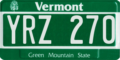VT license plate YRZ270