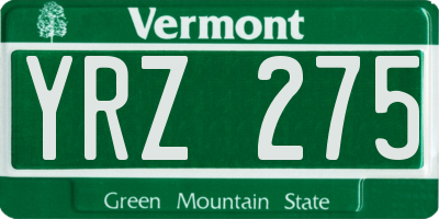 VT license plate YRZ275