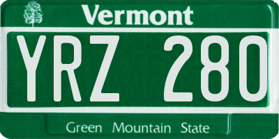 VT license plate YRZ280