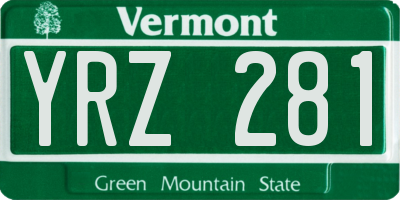 VT license plate YRZ281