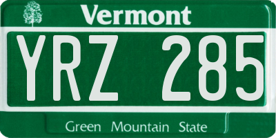 VT license plate YRZ285