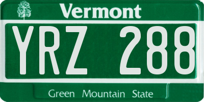 VT license plate YRZ288