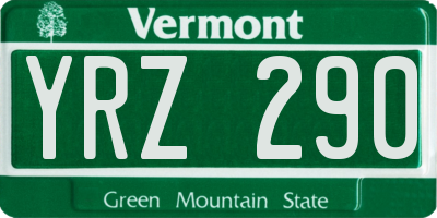 VT license plate YRZ290