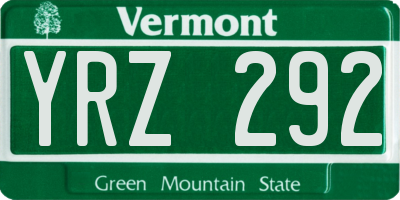 VT license plate YRZ292