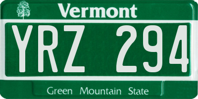 VT license plate YRZ294