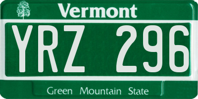 VT license plate YRZ296