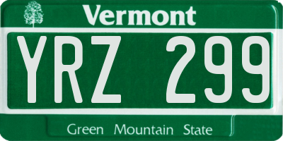 VT license plate YRZ299