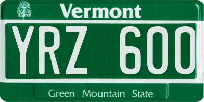 VT license plate YRZ600