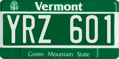 VT license plate YRZ601