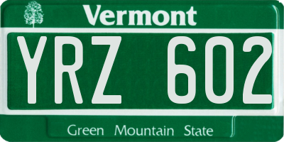 VT license plate YRZ602