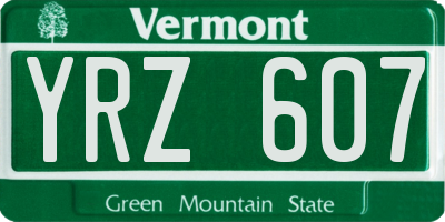 VT license plate YRZ607