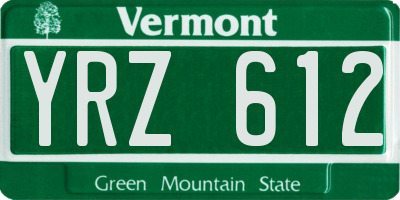 VT license plate YRZ612