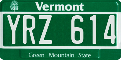 VT license plate YRZ614