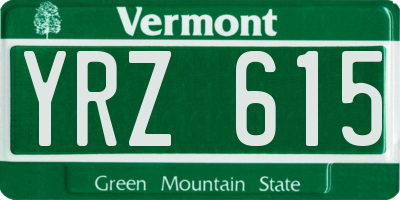 VT license plate YRZ615