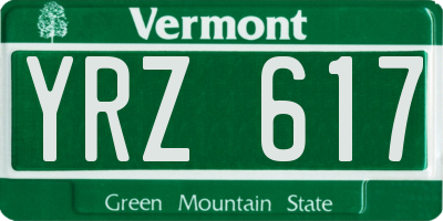 VT license plate YRZ617
