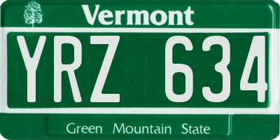 VT license plate YRZ634