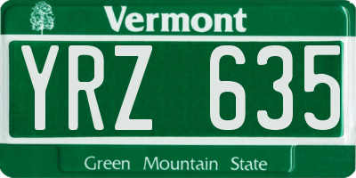 VT license plate YRZ635