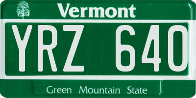 VT license plate YRZ640