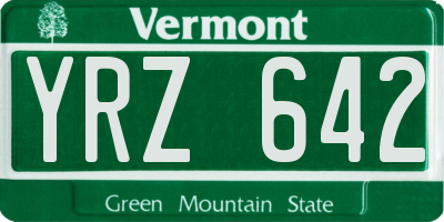 VT license plate YRZ642