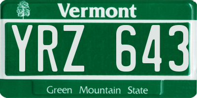 VT license plate YRZ643