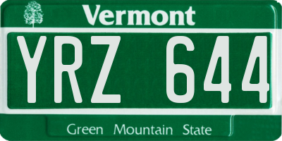 VT license plate YRZ644
