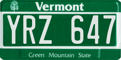 VT license plate YRZ647