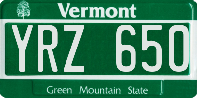 VT license plate YRZ650