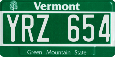 VT license plate YRZ654