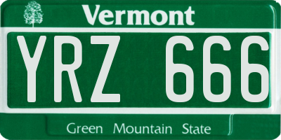 VT license plate YRZ666