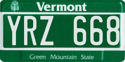 VT license plate YRZ668