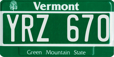 VT license plate YRZ670
