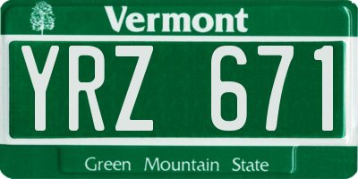 VT license plate YRZ671
