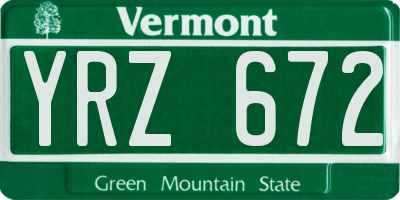 VT license plate YRZ672