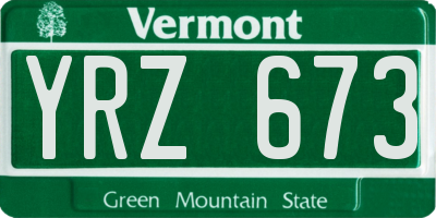 VT license plate YRZ673