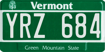 VT license plate YRZ684