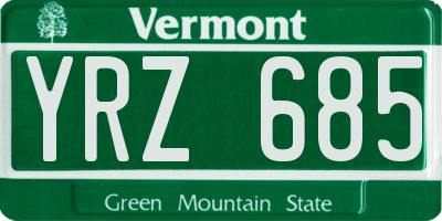 VT license plate YRZ685