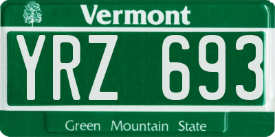 VT license plate YRZ693