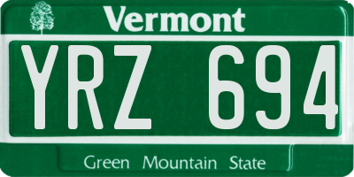 VT license plate YRZ694